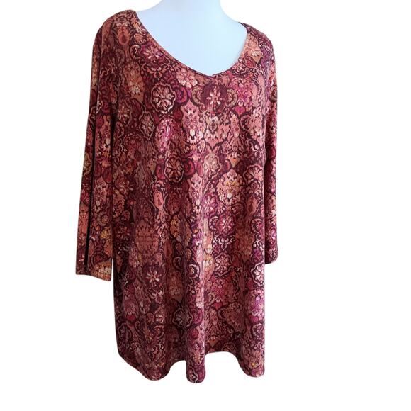 CATHERINES Top Shirt Plus 2X 22/24W Soft Comfort Casual Work Burgundy Orange - Picture 1 of 8